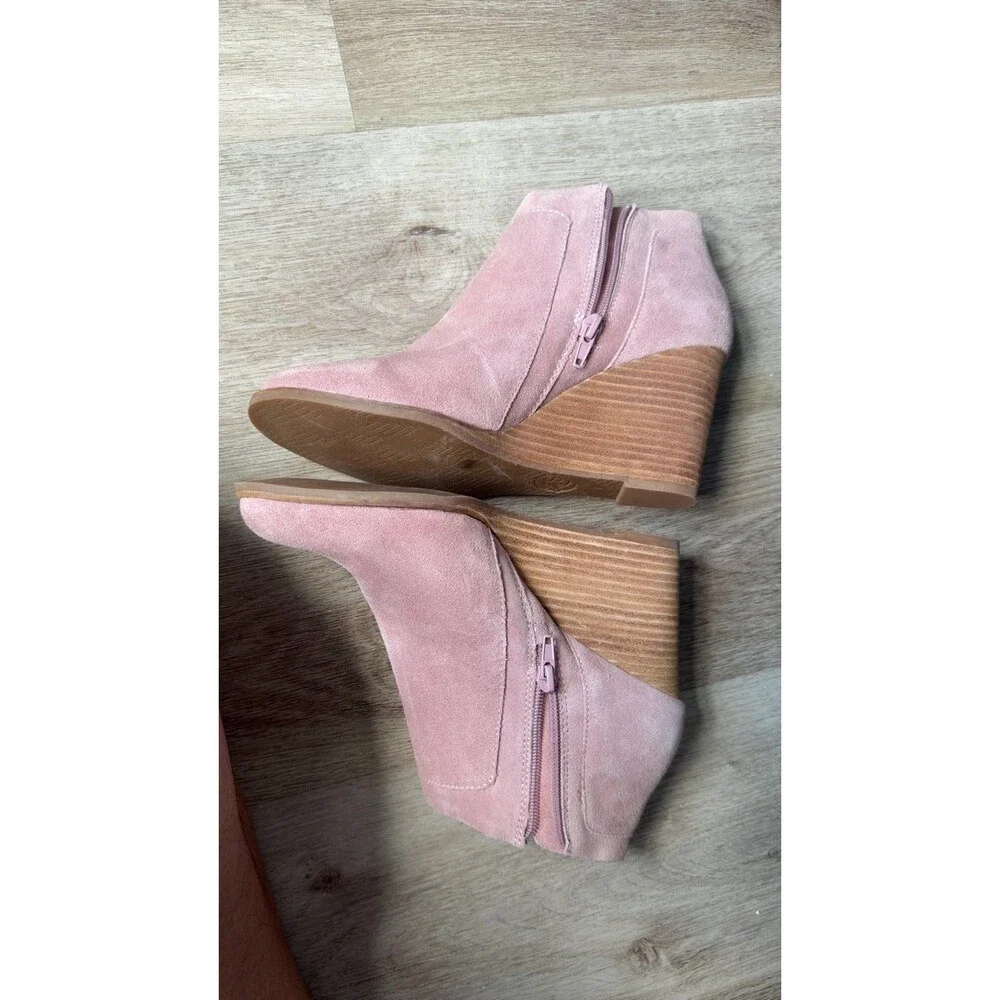 Pink Suede Ankle Boots with Zipper
